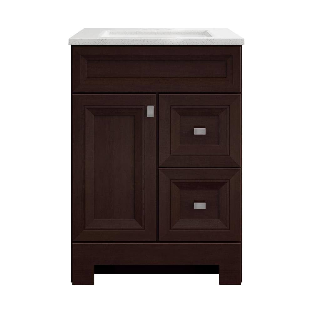 Home Decorators Collection Sedgewood 24.5 in. W Configurable Bath Vanity in Cognac with Solid Surface Top in Arctic with White Sink PPLNKDCG24D