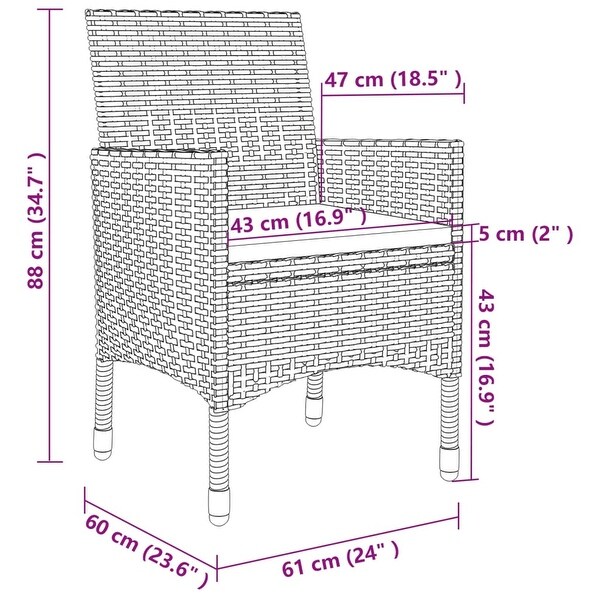 vidaXL Patio Dining Set Outdoor Table and Chair Set Poly Rattan and Glass