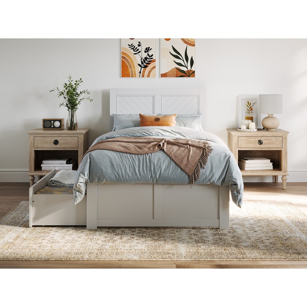 AFI Canyon Twin XL Platform Bed with Footboard   2 Drawers in White