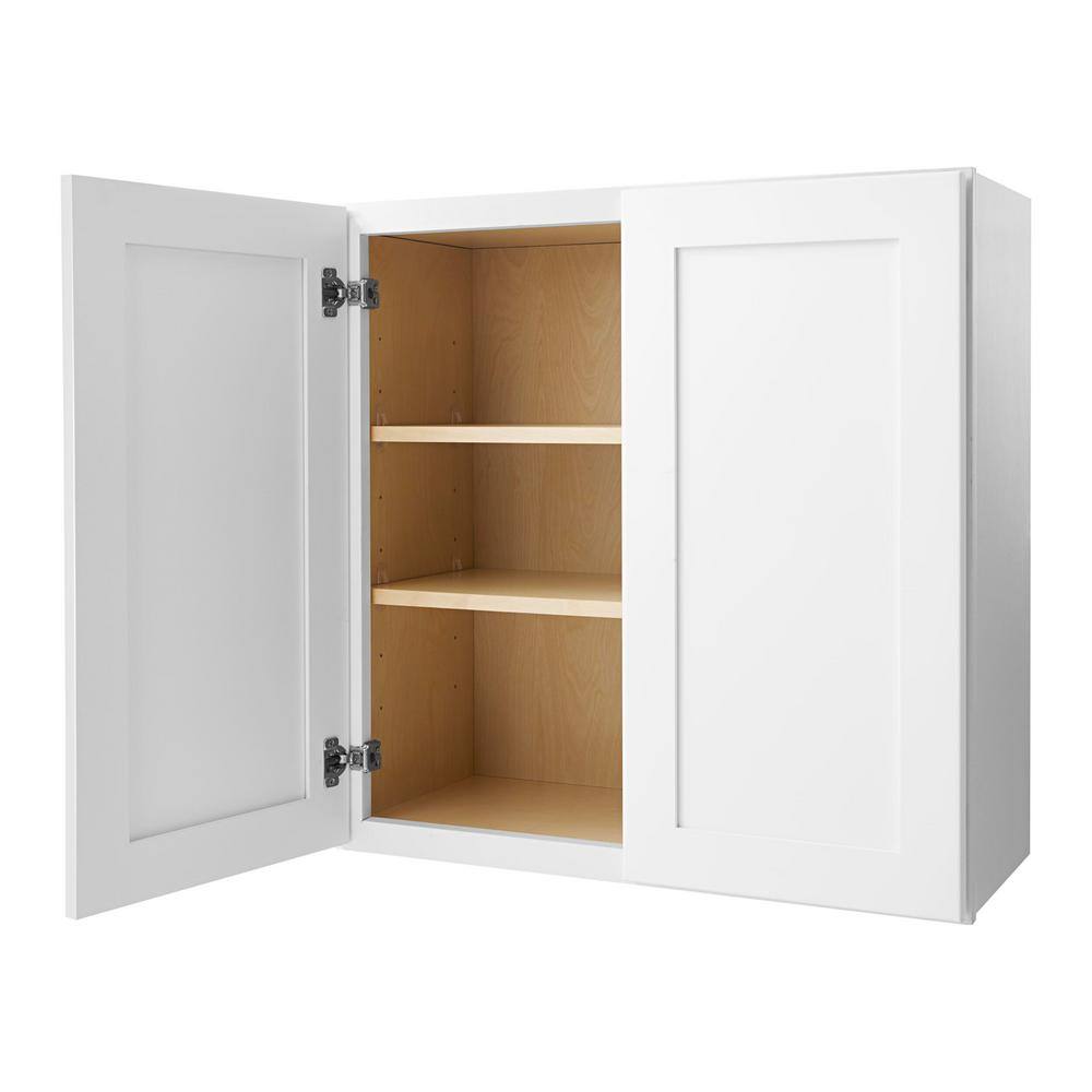 Hampton Bay Avondale Shaker Alpine White Ready to Assemble Plywood 30 in Wall Kitchen Cabinet (30 in W x 30 in H x 12 in D) W3030