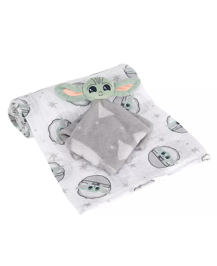 Lambs and Ivy Star Wars Baby Yoda The Child Swaddle Blanket and Lovey Gift Set