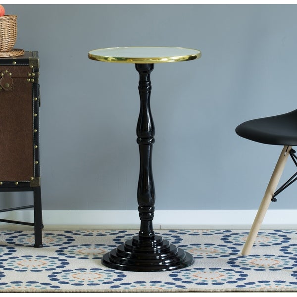 Round Wooden Side Table， Living Room Accent Pedestal End Table， Brown