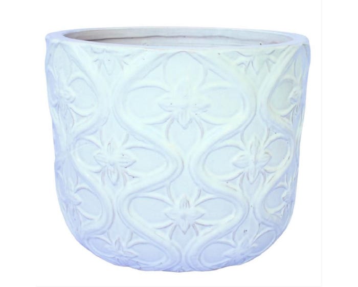 Floral Decorative Planter， White， Small - GC0517BWS