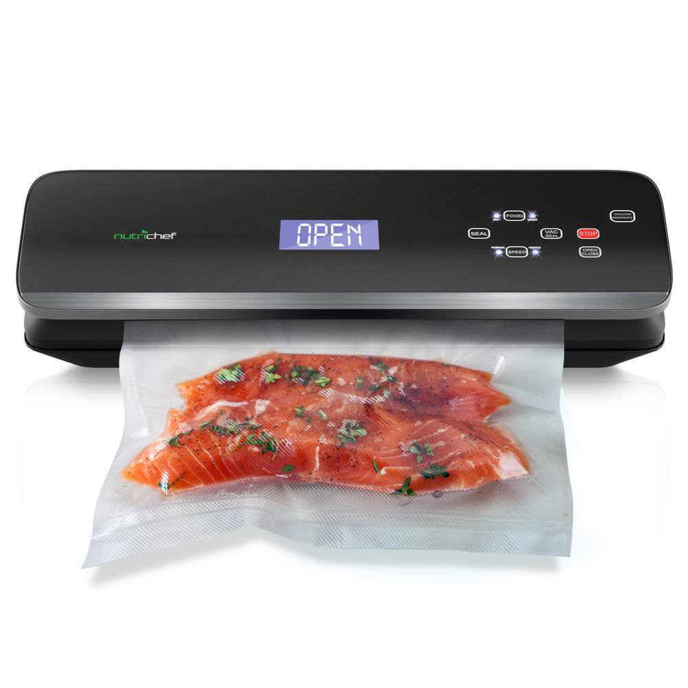 NutriChef White with Soft Touch Digital Button Controls Food Vacuum Sealer Electric Air Sealing Preserver System PKVS40BK