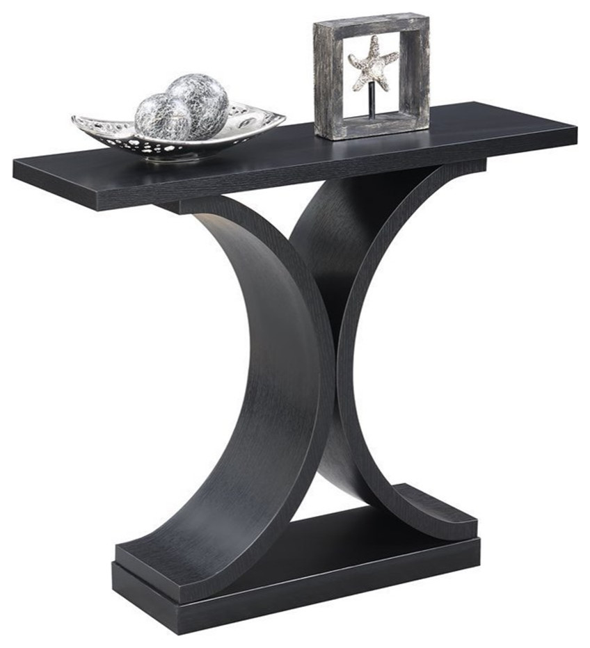 Pemberly Row Modern Console Table in Black Wood Finish   Transitional   Console Tables   by Homesquare  Houzz