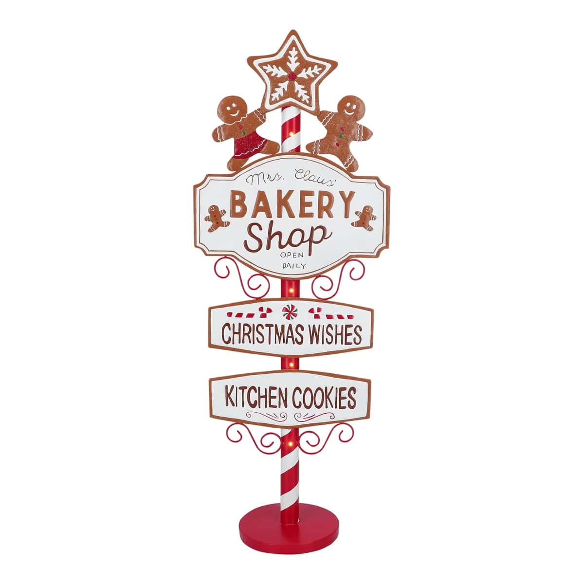 3.5 FT LED Gingerbread Bakery Shop Metal Sign Battery Operated