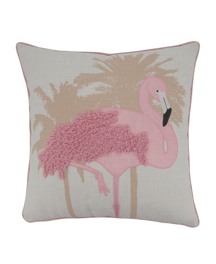 Saro Lifestyle Flamingo Decorative Pillow， 18 x 18