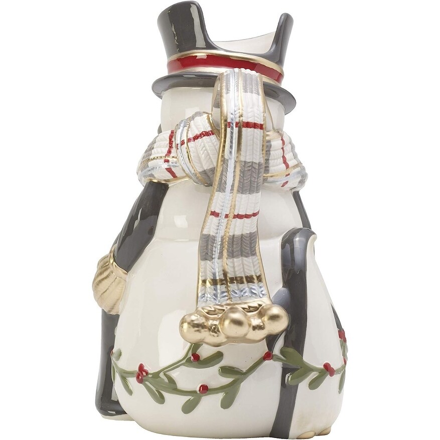 Fitz and Floyd Mistletoe Merriment Snowman Pitcher 60 Ounce   11.9\