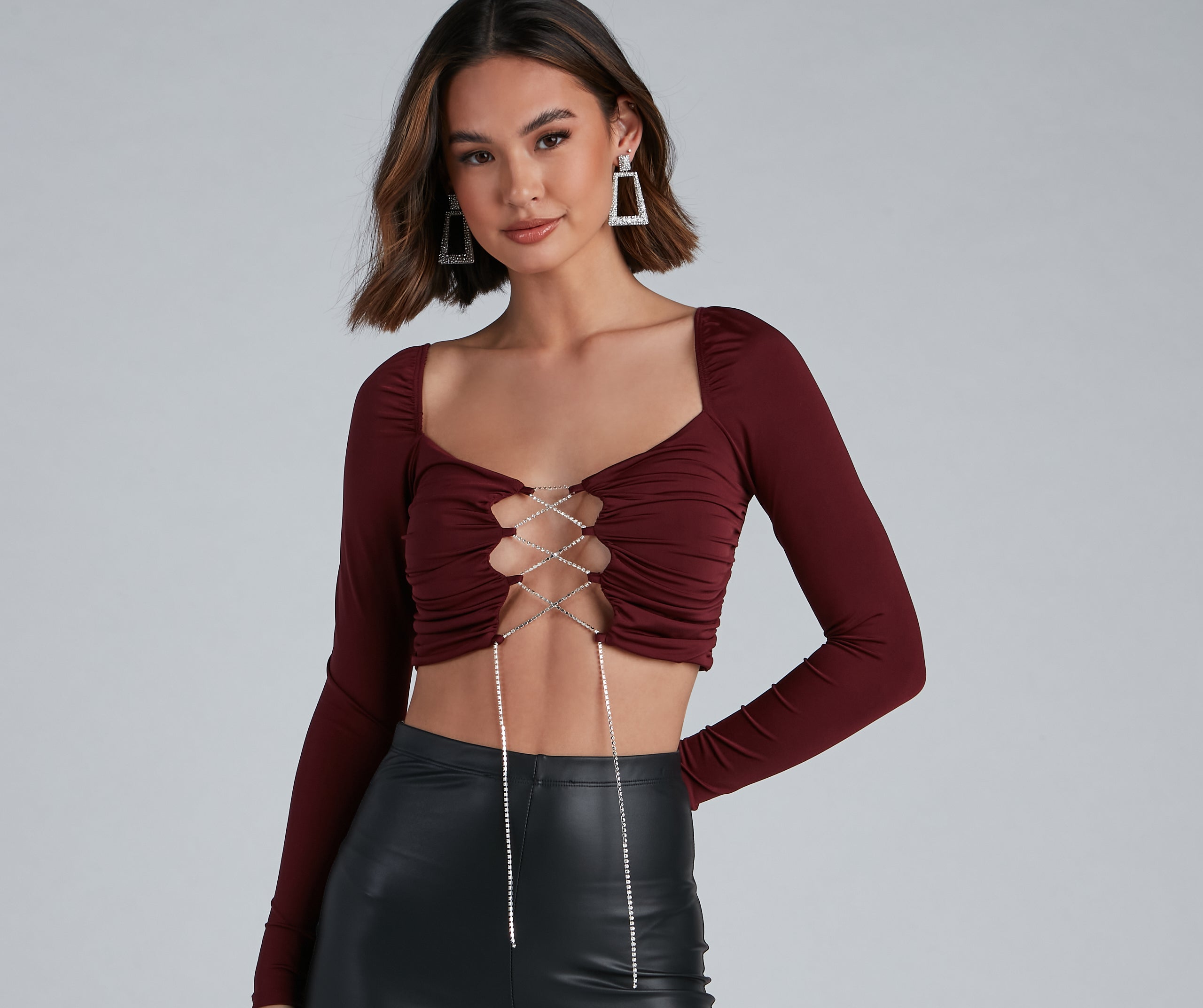 Rise And Stun Lace-Up Crop Top