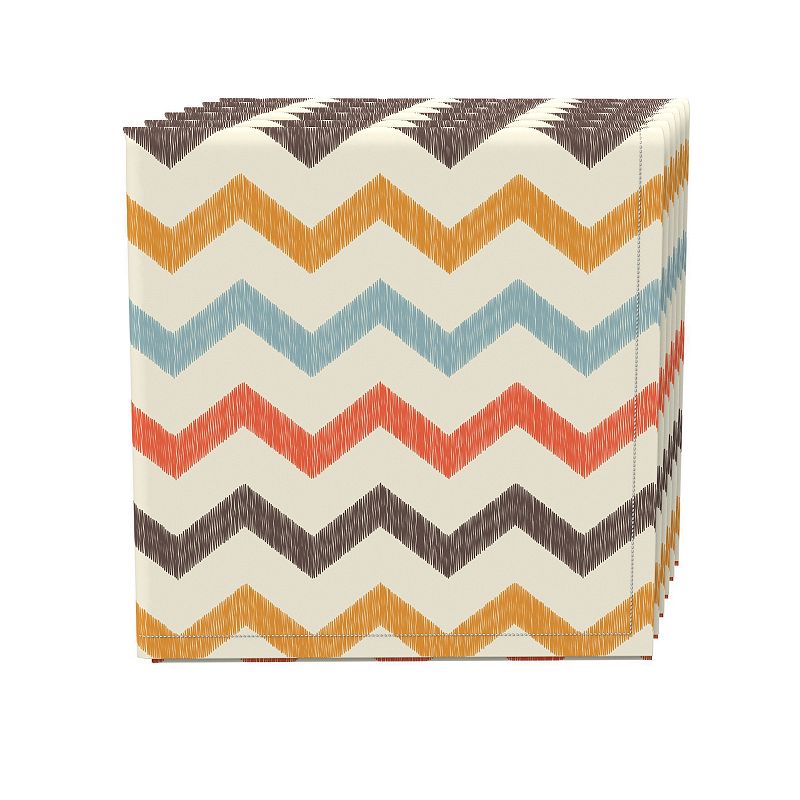 Napkin Set， 100% Polyester， Set of 4， 18x18， Chevron Illustration