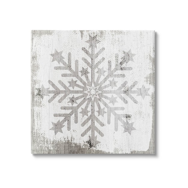 Stupell Industries Winter Snowflake Weathered Pattern Canvas Wall Art