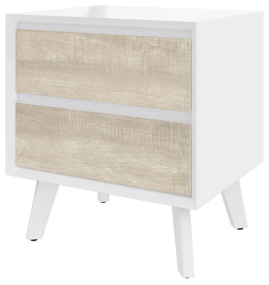 Bestar Adara 19W End Table In Uv White And Mountain Ash Gray   Midcentury   Side Tables And End Tables   by BisonOffice  Houzz