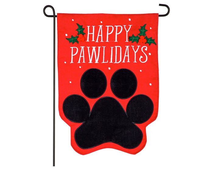 Evergreen Happy Pawlidays Garden Burlap Flag - 14B9386