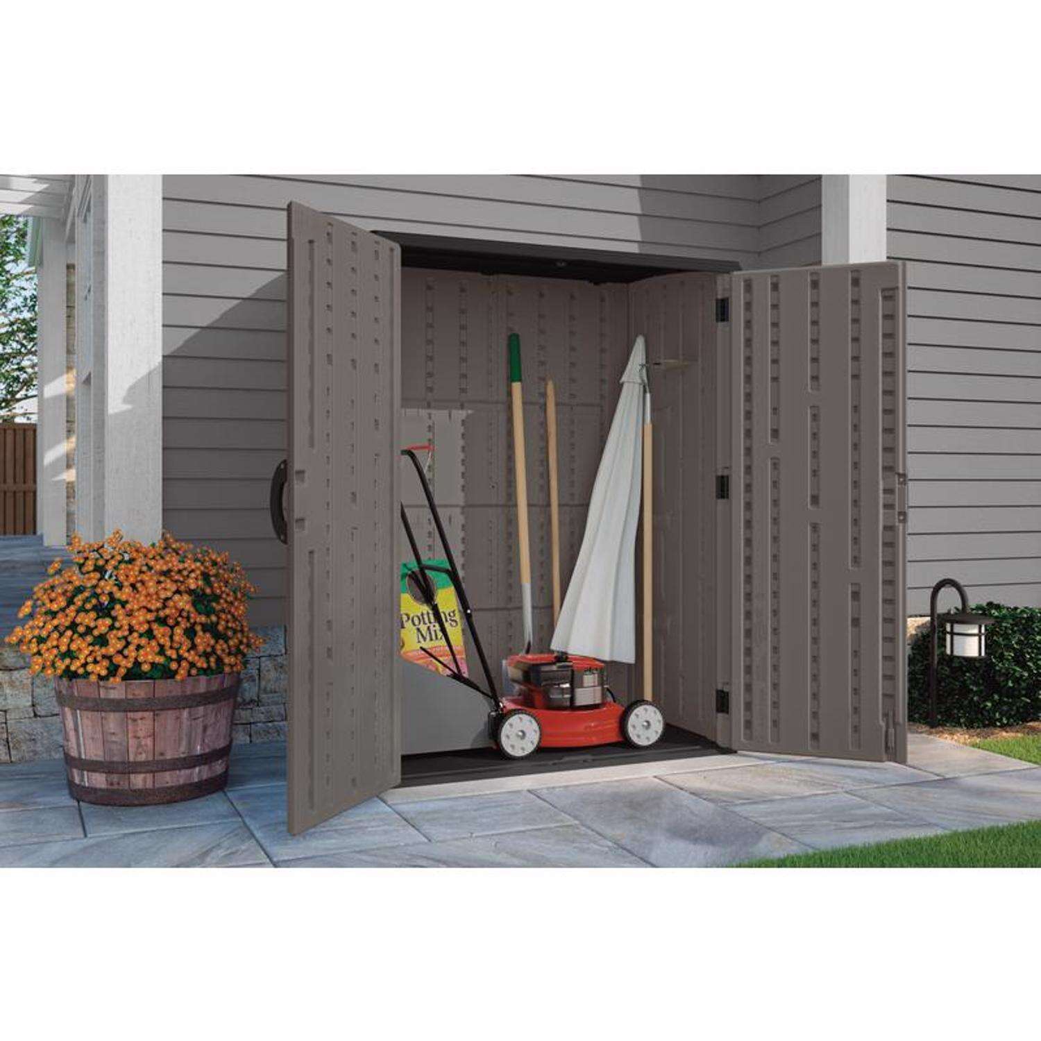 Suncast 4 ft. x 3 ft. Resin Vertical Pent Storage Shed with Floor Kit