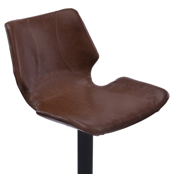 Leatherette Counter Barstool with Adjustable Metal Tubular Support， Brown