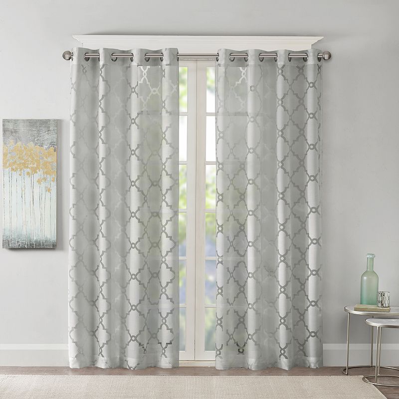 Madison Park 1-Panel Laya Fretwork Sheer Window Curtain