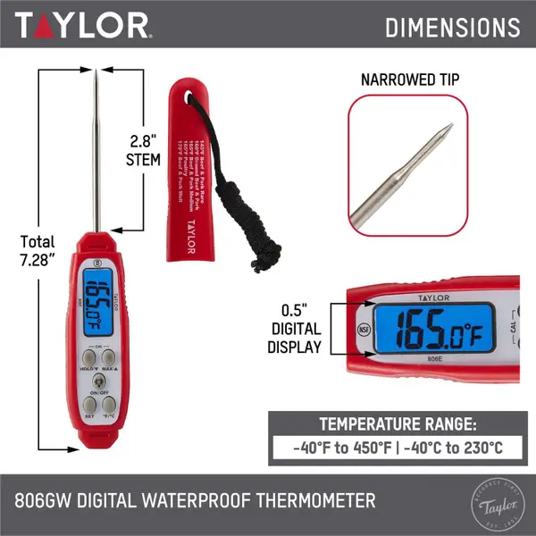 Taylor Grillworks Waterproof Digital Thermometer