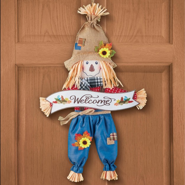 Collections Etc Welcome Scarecrow Hanging Wall Decoration