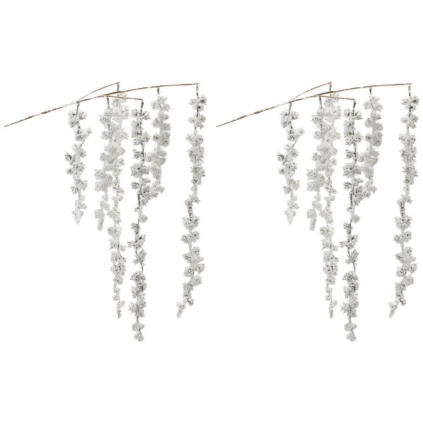 Snowy Hanging Pine Cluster Branch (Set of 2)