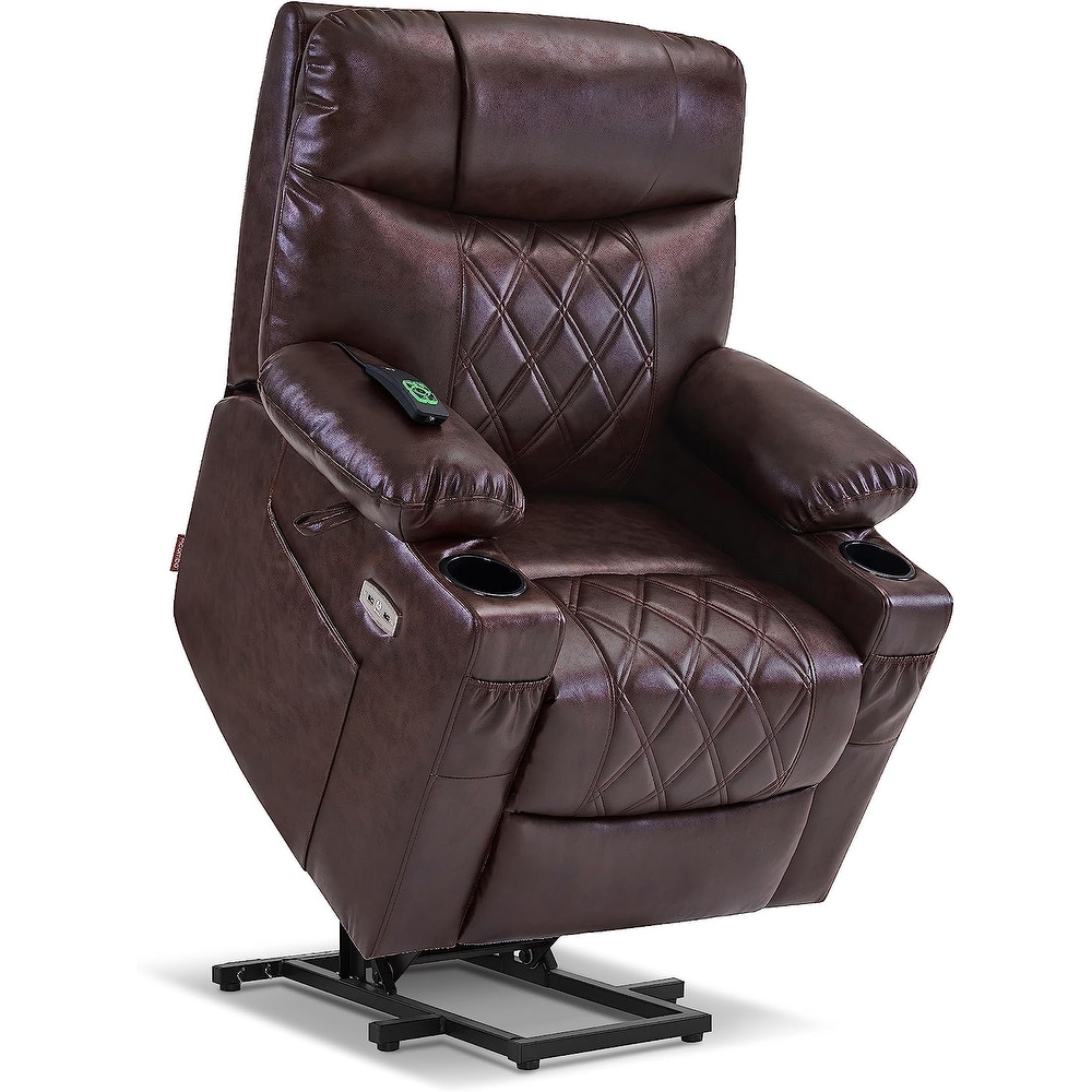 MCombo Lift Recliner Chair with Massage and Dual Heat  Adjustable Headrest  Faux Leather 7111