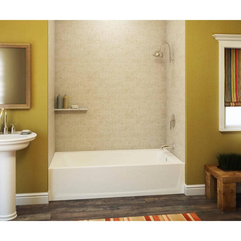 Aquatic Composite 60 in Right Drain Rectangular Alcove Soaking Bathtub in White