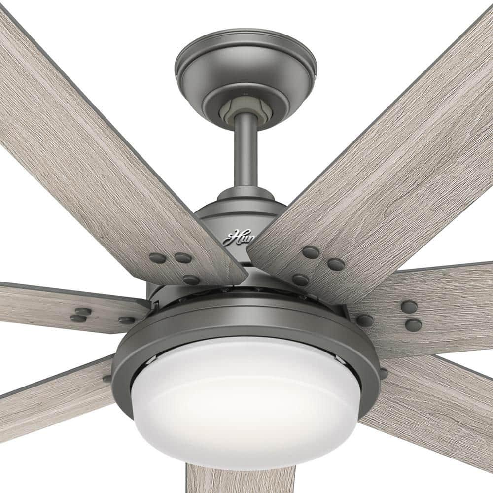 Hunter Whittington 60 in LED Indoor Matte Silver Ceiling Fan with Light and Remote