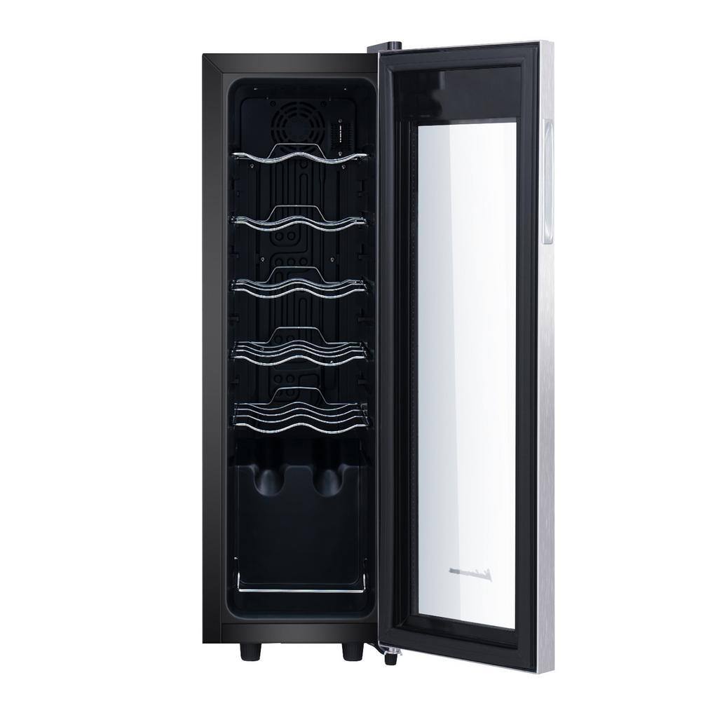 Kalamera Single Zone 12-Bottle Free Standing Compressor Wine Cooler with Glass Door KRC-12SS