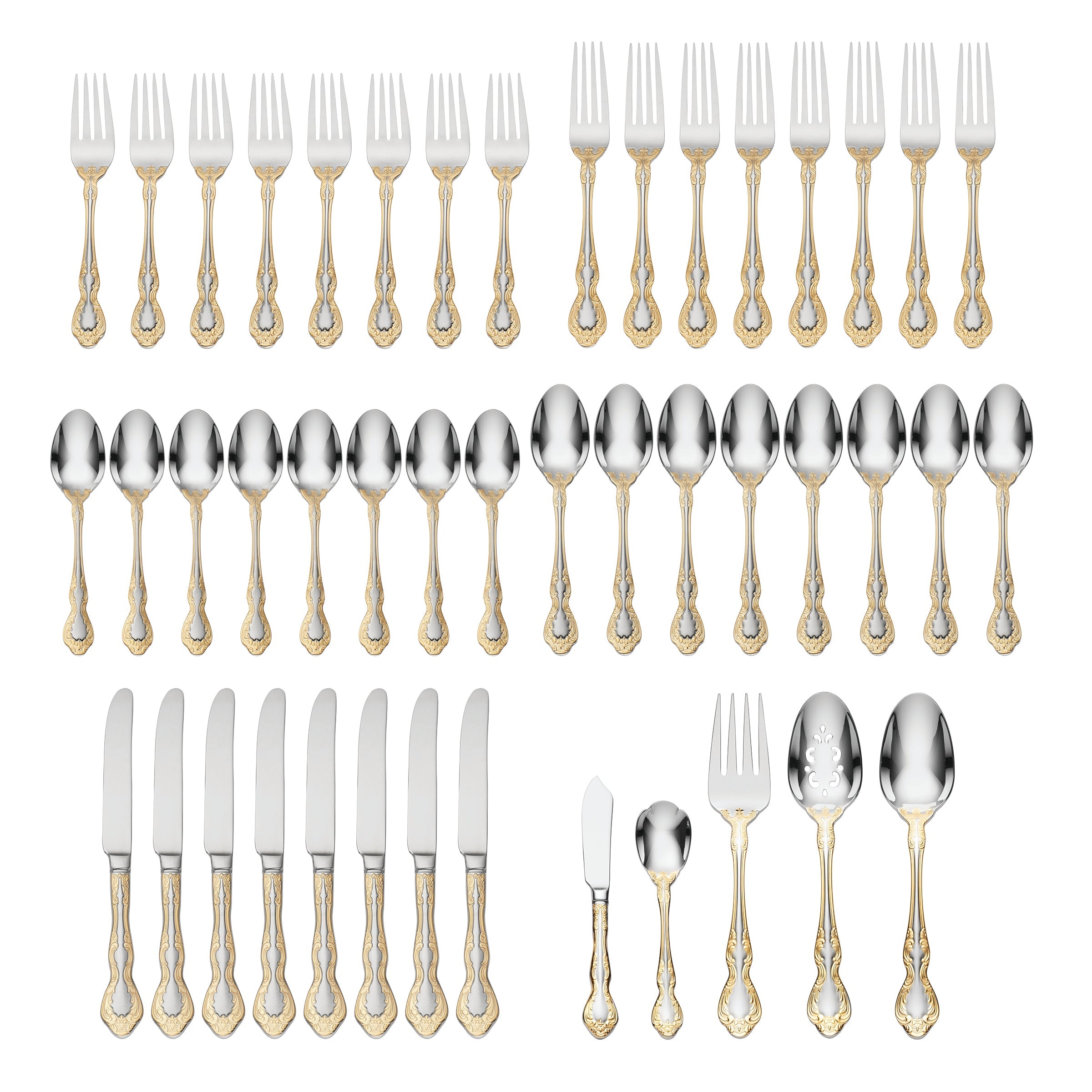 Golden Mandolina 45 Piece Fine Flatware Set