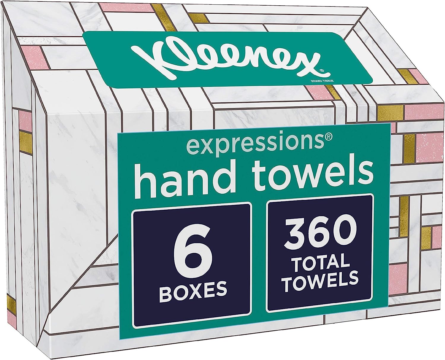 Kleenex Expressions Disposable Paper Hand Towels, 6 Boxes, 60 Towels per Box (360 Total Hand Towels), Packaging May Vary