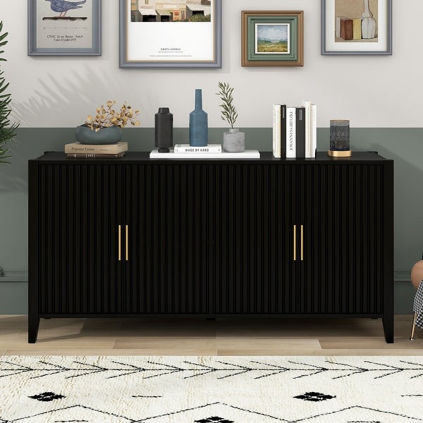 Accent Storage Cabinet Sideboard Wooden Cabinet with Metal Handles for Hallway， Entryway， Living Room， Bedroom