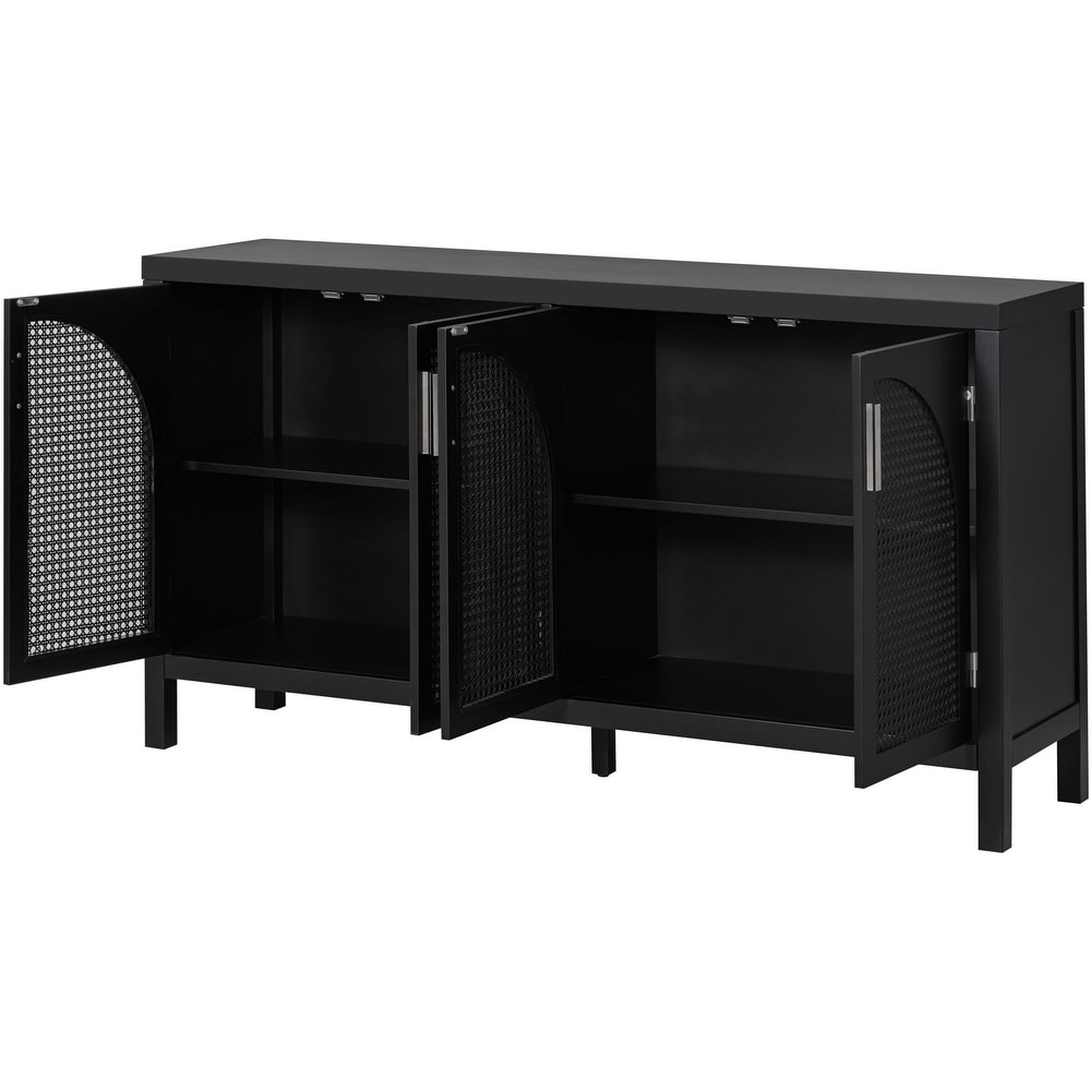 Large Storage Space Sideboard with Rattan Door