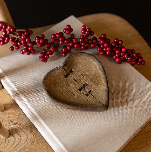 Rustic Patched Heart Trinket Tray Wood By Foreside Home amp Garden