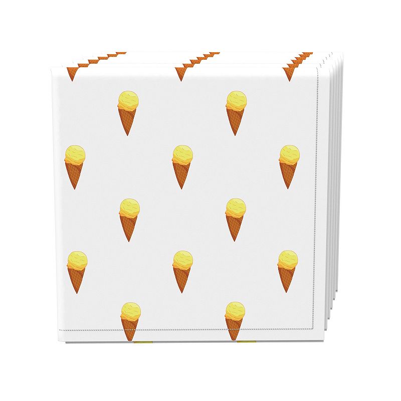 Napkin Set， 100% Polyester， Set of 4， 18x18， Ice Cream Cones