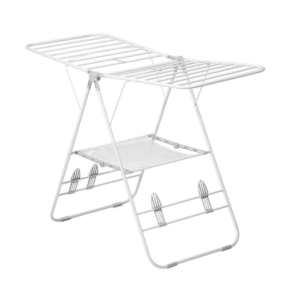 Honey Can Do 57 in. L x 37 in. H White Heavy-Duty Gullwing Portable Drying Rack DRY-08671