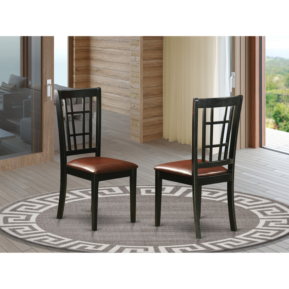 Set of 2 Nicoli Dining Chair With Faux Leather Upholstered Seat   Transitional   Dining Chairs   by Morning Design Group  Inc  Houzz