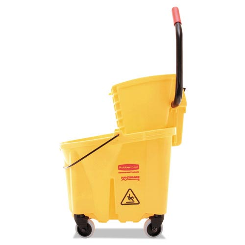 Rubbermaid Wavebrake 26 Quart Side Press Mop Bucket and Wringer Combo | Yellow | RCP748000YEL