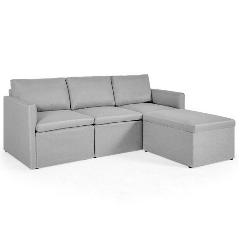 Convertible L-Shaped Sectional Sofa Couch with Reversible Chaise-Light Gray