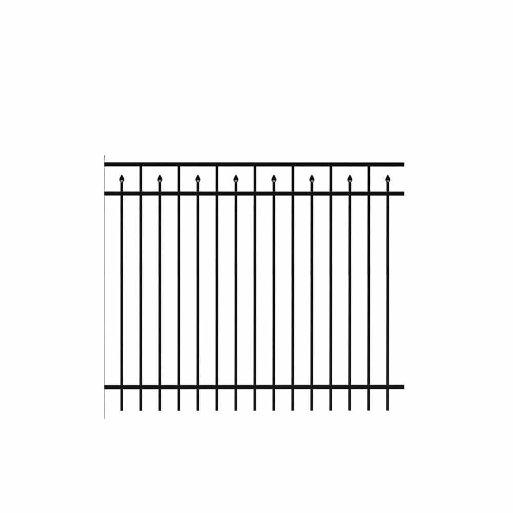 Barrette Outdoor Living Brilliance Standard-Duty 5 ft. H x 6 ft. W Black Aluminum Pre-Assembled Fence Panel 73002343