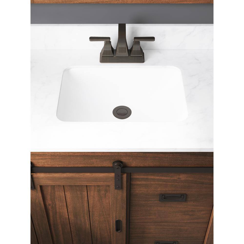 Glacier Bay Brindley 30 in.W x 21 in. D x 34.5 H Barn Door Bath Vanity in Dark Walnut with Engineered Stone Top HDBD30VJ