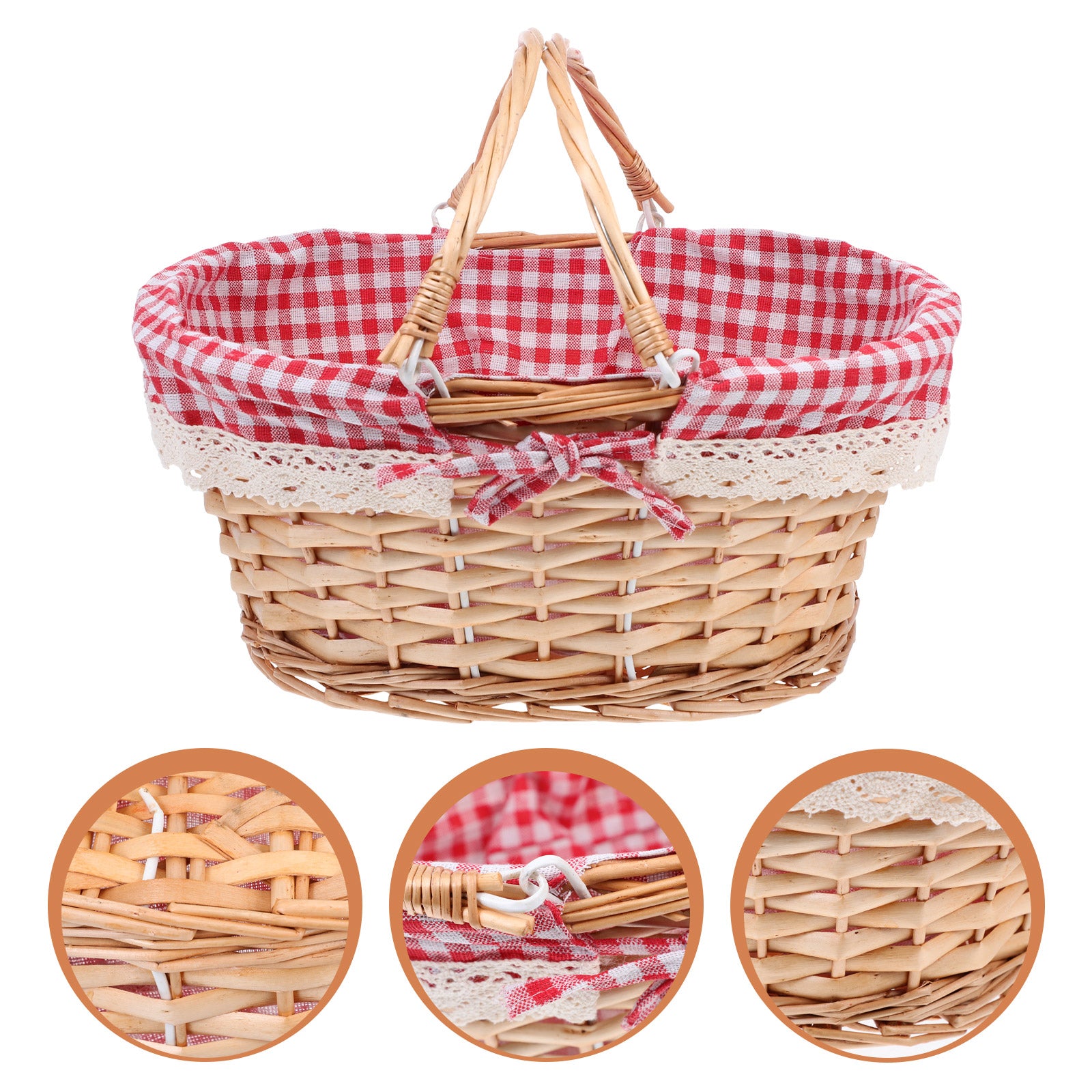 NUOLUX Woven Picnic Basket Decorative Basket Outdoor Picking Basket Sundry Organize Basket