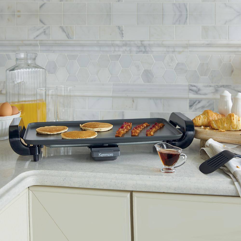 KENMORE Kenmore Non-Stick Electric Griddle with Removable Drip Tray Black Large 10 in. x 18 in. Cooking Surface KKNSEGGrey