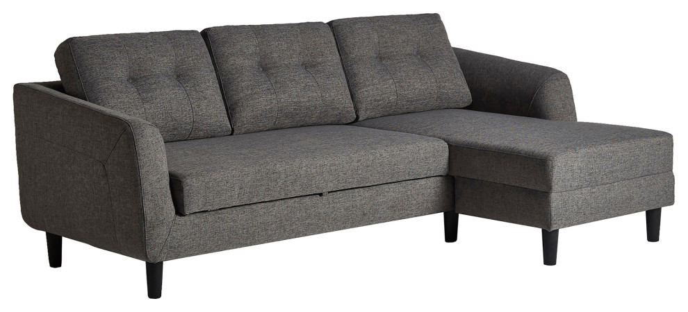 Right Facing Chaise Convertible Sofa Bed in Charcoal Grey   Midcentury   Sectional Sofas   by Sideboards and Things  Houzz