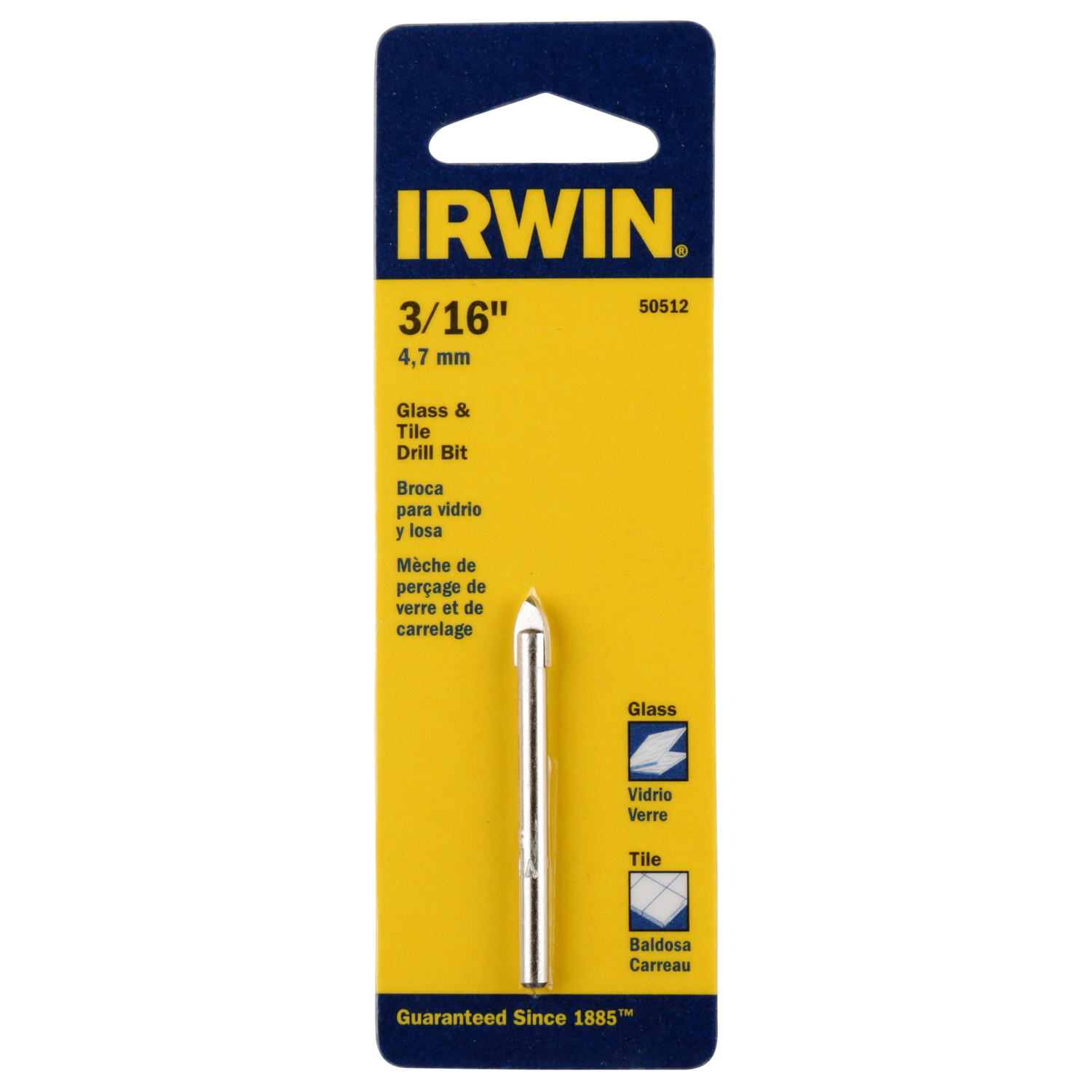 Irwin 3/16 in. X 2.25 in. L Carbide Tipped Glass And Tile Drill Bit 1 pc