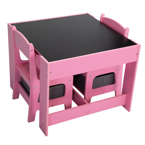 3 in 1 Kids Wood Table and 2 Chairs  Children Acti...