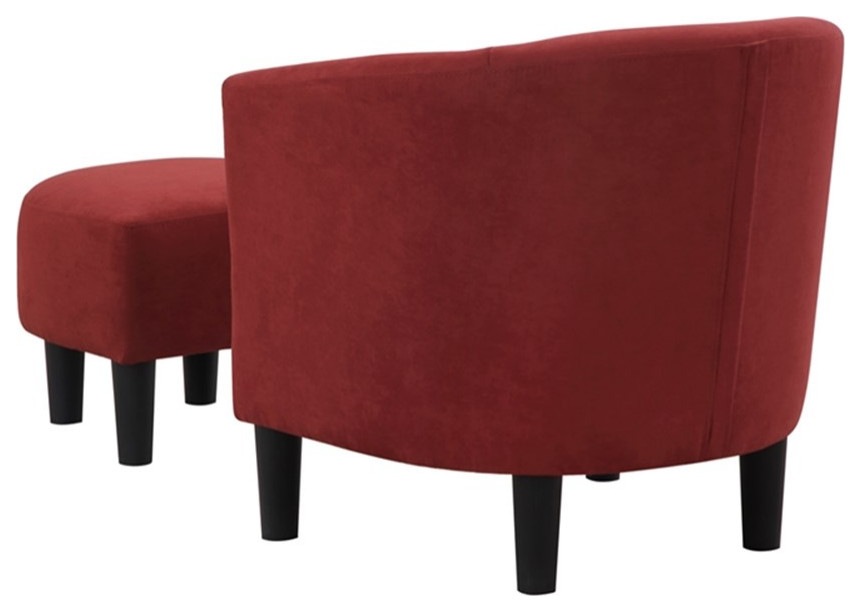 Take a Seat Churchill Accent Chair with Ottoman in Red Microfiber Fabric   Contemporary   Armchairs And Accent Chairs   by Homesquare  Houzz