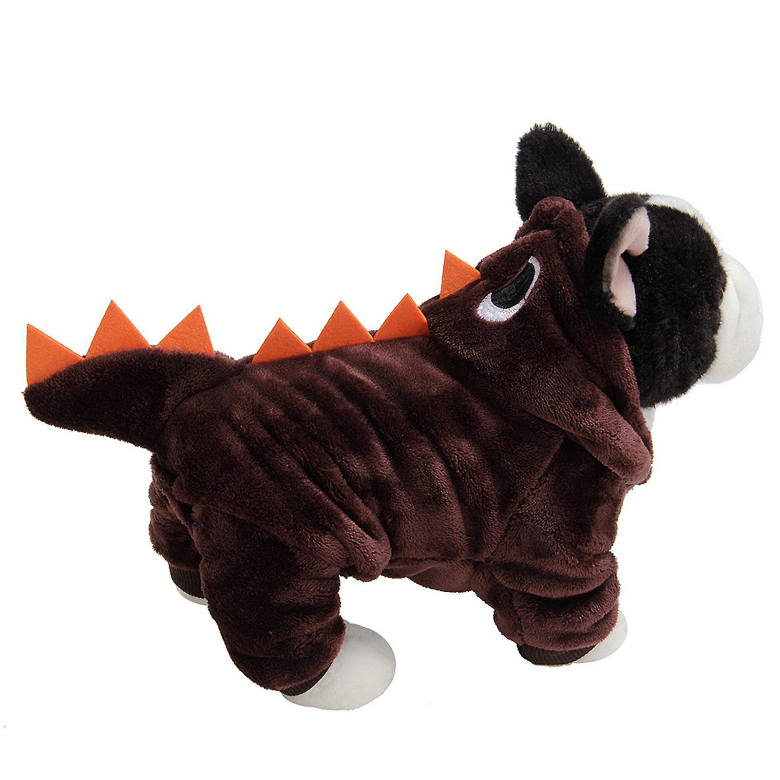 Winter Coral Fleece Coffee Pet Four Feet Dinosaur Costume Warm Clothes Clothing For Dogs Cats