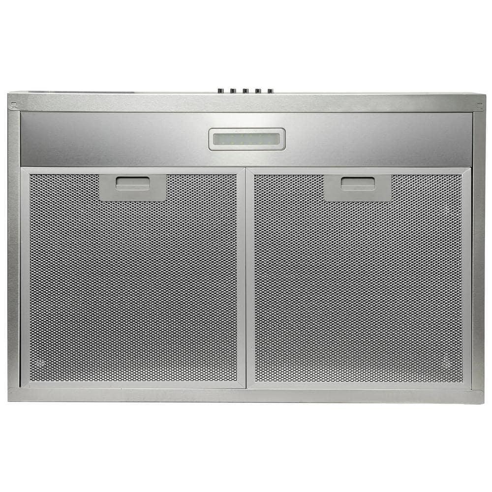 AKDY 24 in 58 CFM Convertible Under Cabinet Range Hood in Brushed Stainless Steel with 2 Carbon Filters and Push Button