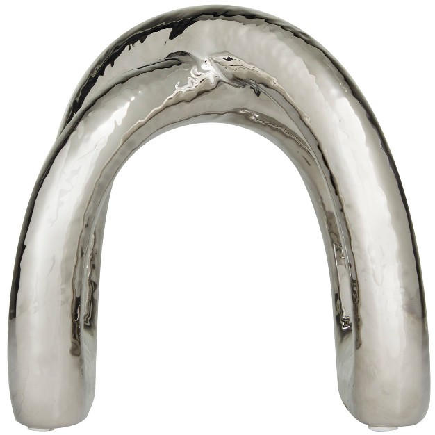 Porcelain Abstract Arched Sculpture Silver Cosmoliving By Cosmopolitan