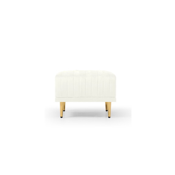 Square Ottoman Cream Velvet Stool Seat with Metal ...