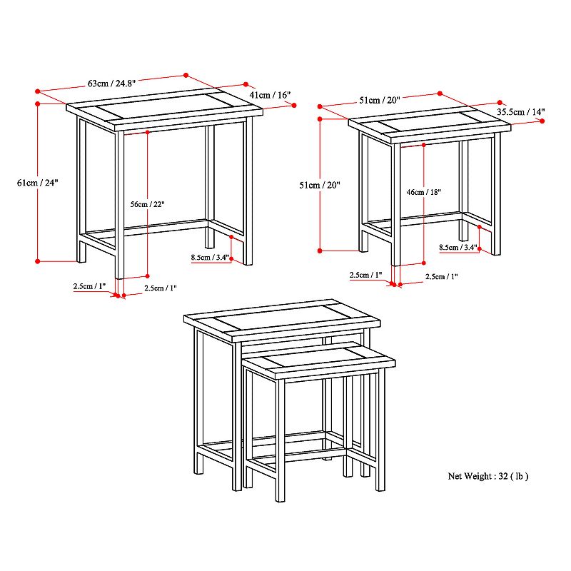 Simpli Home Skyler Nesting End Table 2-piece Set